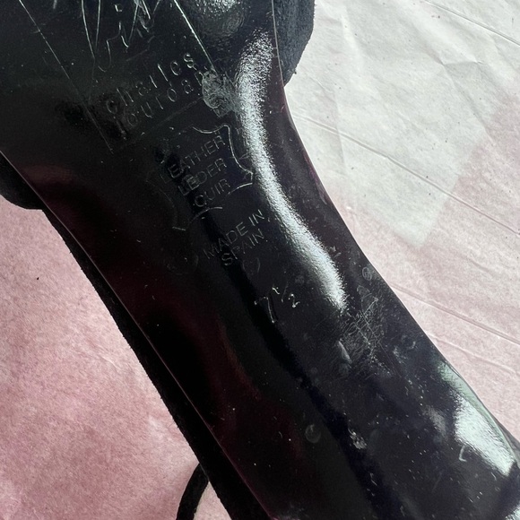 VTG 80s Charles Jourdan Mary Janes 4” heels black suede sz 7.5 Made in Spain - Picture 5 of 9